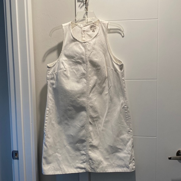 JCrew White denim shift dress with pockets. Style # AK247 size 10 - Picture 1 of 3